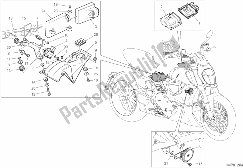 Todas as partes de 12c - Dispositivos Elétricos do Ducati Diavel 1260 Thailand 2020